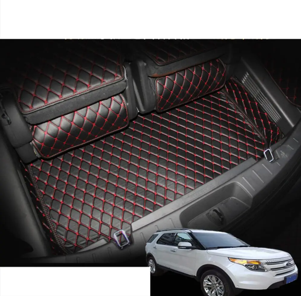 Роскошный волоконный кожаный коврик для багажника автомобиля ford explorer 2011 2012 2013 2014