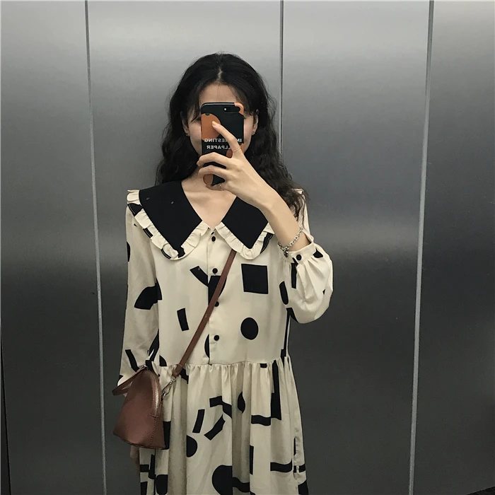 Женские платья в японском стиле Harajuku Ulzzang повседневное Свободное платье с