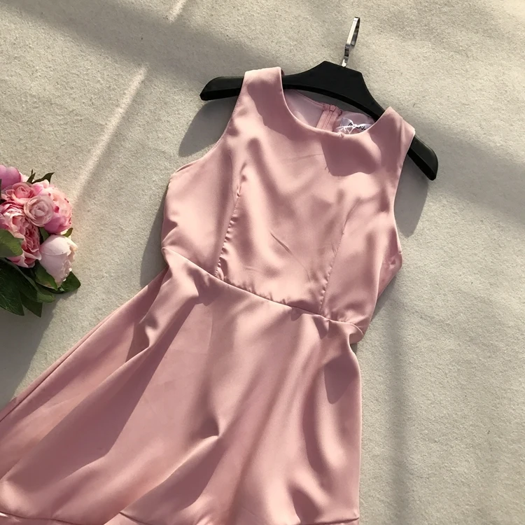 Женское платье без рукавов ALPHALMODA повседневное однотонное асимметричное с