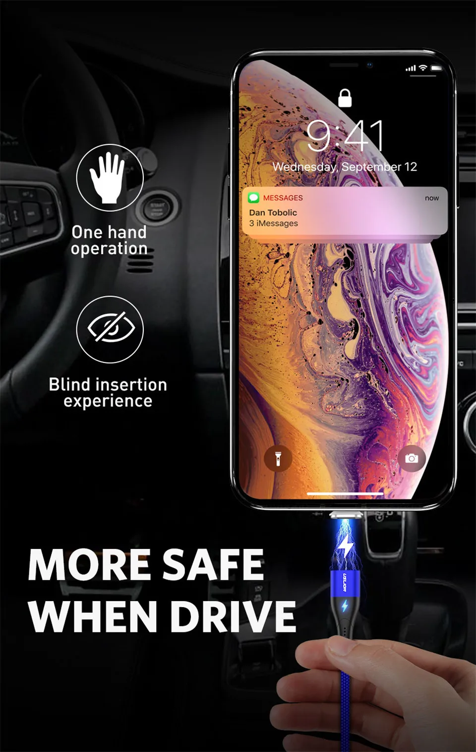 Магнитный кабель для быстрой зарядки USLION 1 м Micro usb type C для iPhone samsung Xiaomi 3A Micro usb type-C Магнитный кабель для зарядки и передачи данных