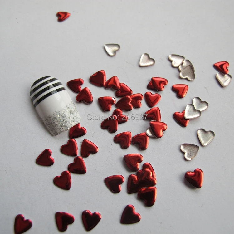 200 шт. металлические гвоздики в виде красного сердца|decor|nail art decoration fimonail |