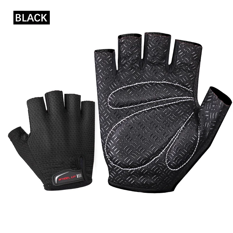 Черный Колеса до перчатки для велоспорта Половина Finger Sumer MTB горный велосипед дышащие перчатки велосипедная Губка Pad профессиональные перчатки для мужчин - Цвет: Черный