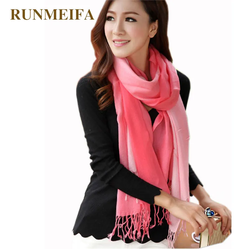 Женский шарф RUNMEIFA мягкий из хлопка с градиентом кашемировый кисточками|brand cashmere