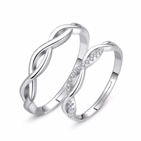 100 925 sterling silver fashion shiny crystal loversrings adjustable finger ring jewelry wedding gift drop shipping