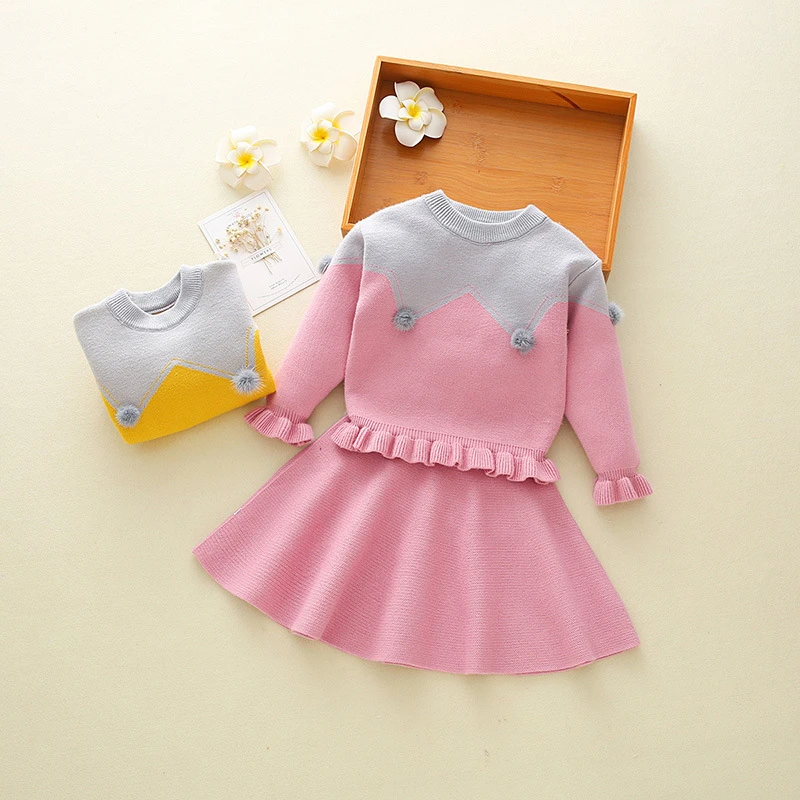 Детские осень-зима девушки комплект одежды дети 2 предмета детская одежда