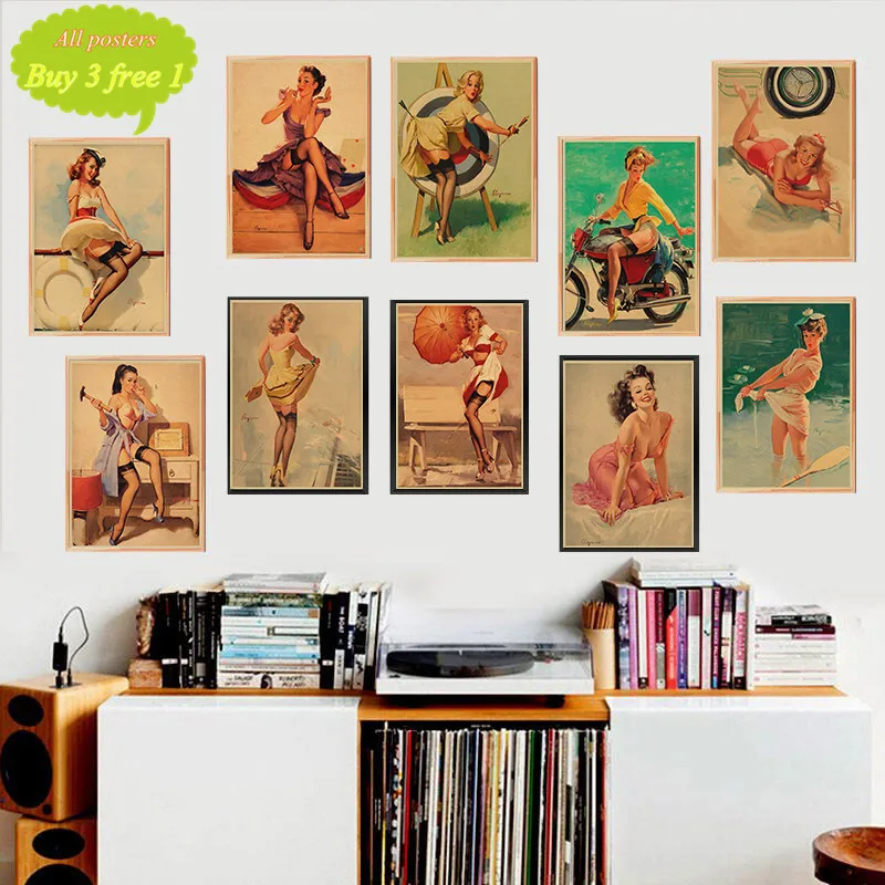 Красивая девушка Второй мировой войны винтажная крафт-бумага классический фильм