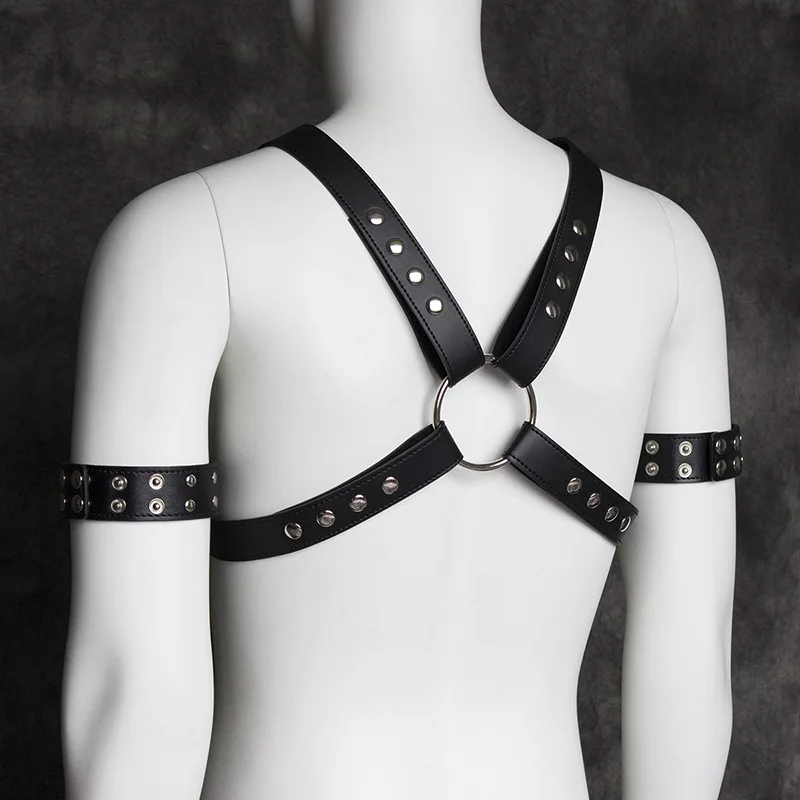 Latest Design Black Faux Leather Free Size Sexy Adjustable Body Chest Harness Strappy With O-rings Connected For Nightclub | Тематическая