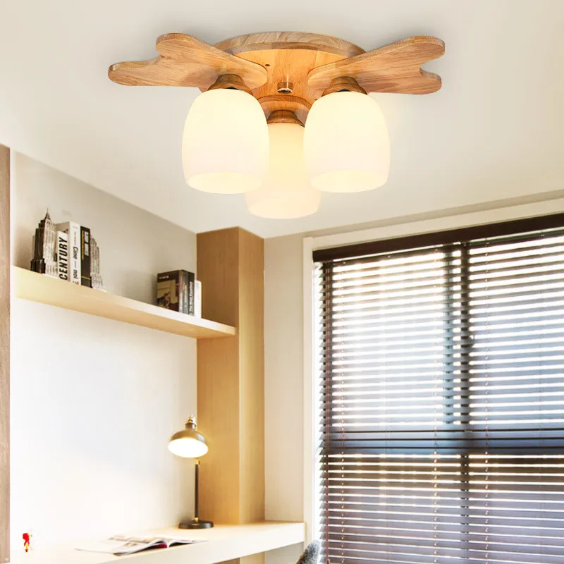 New Japanese/ Nordic Wood Glass Art Foyer Led Ceiling Lights Bedroom Living room Kitchen Dining Lamp Free Shipping | Освещение