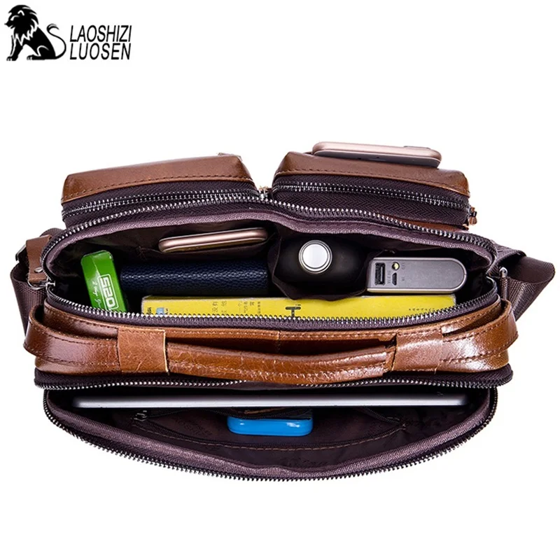 New Genuine Leather Men Bag Handbag Business Travel Casual Male Shoulder Bags Zipper Design Messenger Small Briefcase |