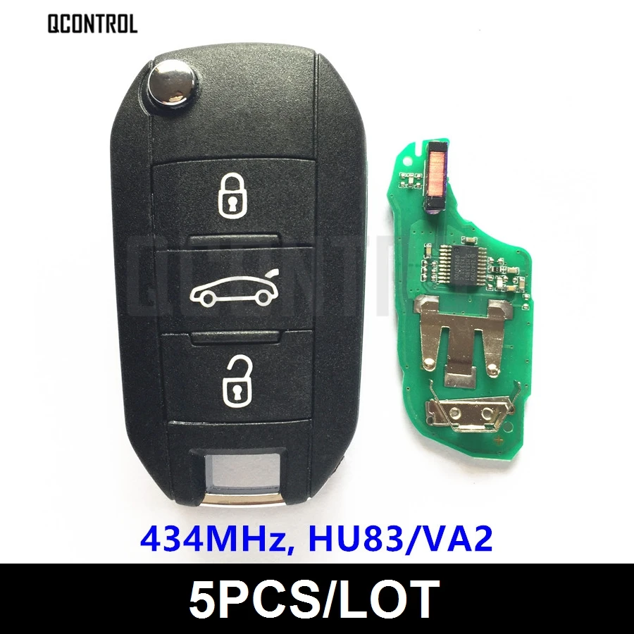 QCONTROL Автомобильный Дистанционный ключ для Peugeot 208 2008 301 308 508 Hella 434MHz HU83 или VA2