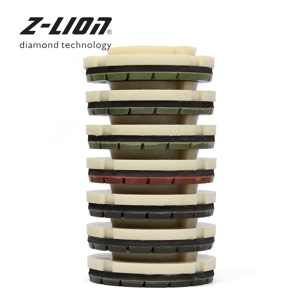 Z-LION 7 шт. алмазные шлифовальные Pad 4 дюймов Улитка Замок Baker полировки колесо для Гранит Мрамор камень 100 мм абразивный диск