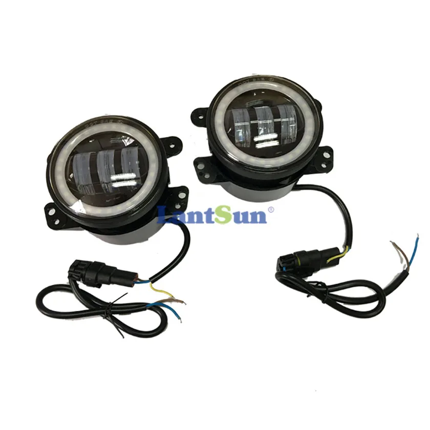 Пара J023R 6500K 30w 4 дюймовые светодиодные противотуманные фары с halo ring DRL Подходит