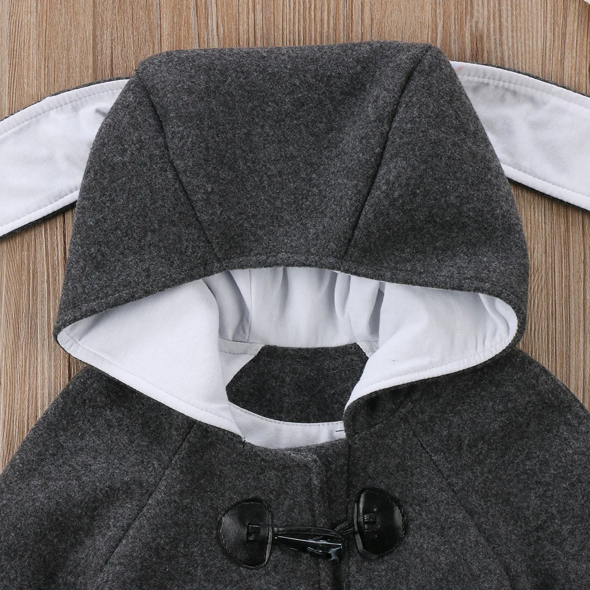 Зимняя одежда с заячьими ушками для маленьких мальчиков и девочек длинная