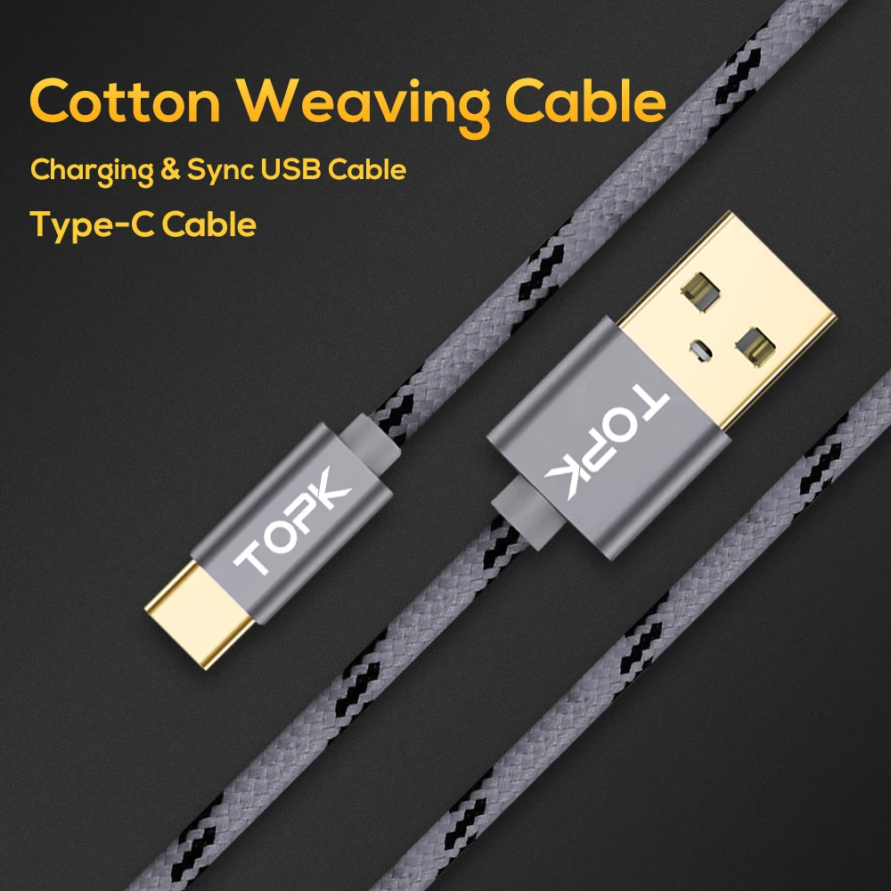 TOPK Original 1M 2m USB Type C Cable - Fast Data Transfer and Charging for Xiaomi 4C, OnePlus 2, Nokia N1, Macbook image 2
