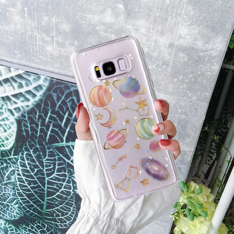Блестящий Прозрачный чехол для телефона Samsung Galaxy S11 S8 S9 S10 Plus Note 10 8 9 Planet астрономия