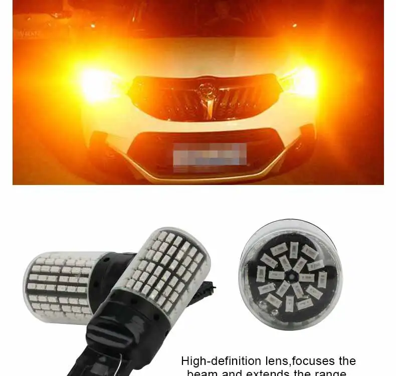 Комплект из 2 предметов, с can-bus S25 1156 BA15S p21w BAU15S py21w T20 светодиодный 7440 W21W W21/5 Вт светодиодный лампы 3014 144smd автомобилей указатели поворота фонарь стоп-сигнала