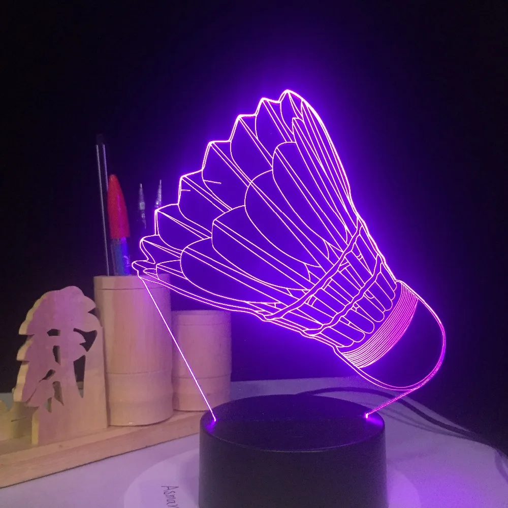 3D ночник для бадминтона USB 7 цветов меняющиеся светодиодсветодиодный настольные