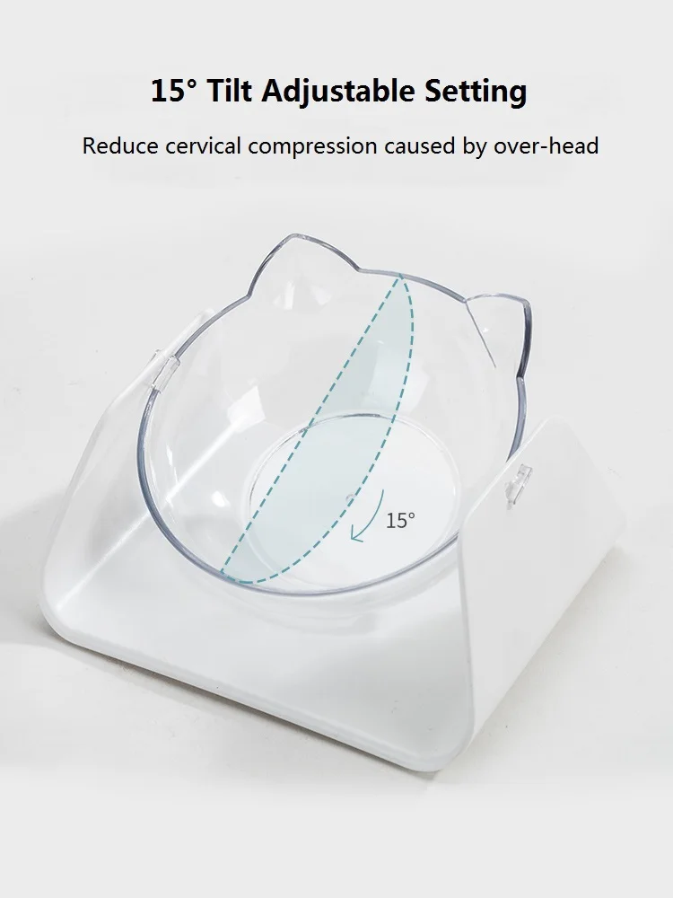 Миска для кошки защиты шейки Чаша Кошка подачи Поильник собаки ПЭТ чаши двойной