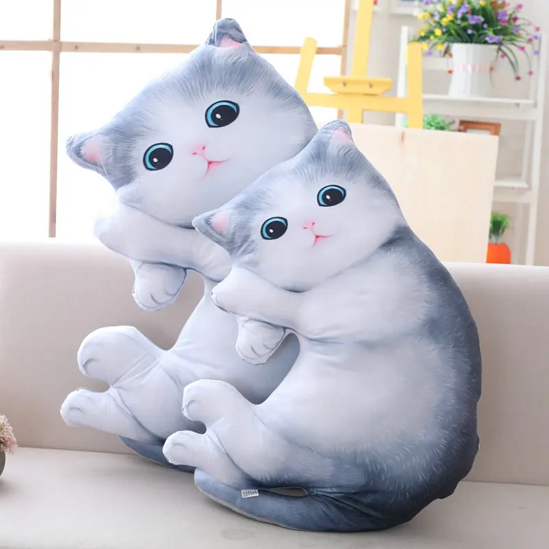 Гигантская 3D набивная подушка для кошки с рисунком из мультфильма имитация