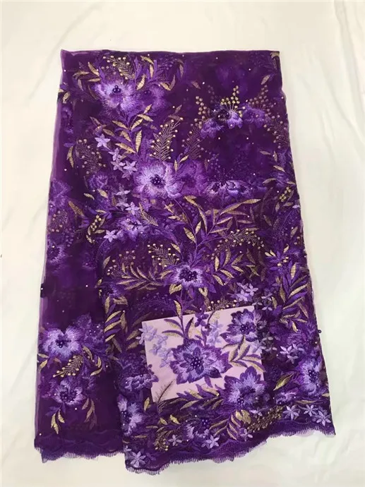 Бисерные Цветочные кружевные свадебные платья африканский тюль 3d кружевная