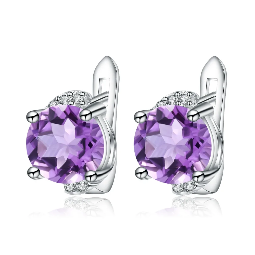 Женские серьги пусеты gemb's BALLET 4.02Ct натуральный аметистовый драгоченный камень