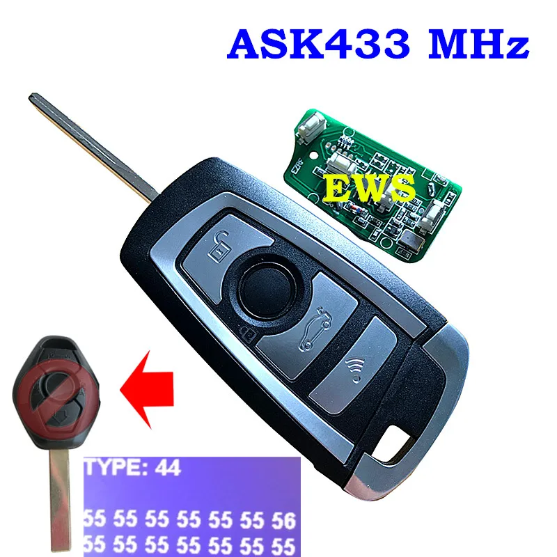 Изменение флип ключ 3 кнопки 315 МГц 433 Мгц дистанционный для BMW EWS 325 330 318 525 530 540 E38 E39