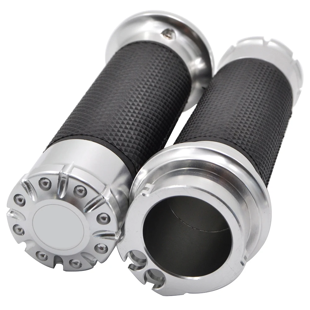 Silver Hand Grips Bjmoto мотоцикл черный " 25 мм CNC руль крест ручные ручки для Harley Touring Sportster XL 1200 883 48 - Цвет: Silver Hand Grips