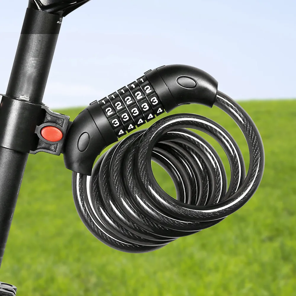 Bike Lock High Security 5 Digit Resettable Combination Coiling Cable Bicycle Cycle Anti Theft Blocage De Roue Velo | Спорт и