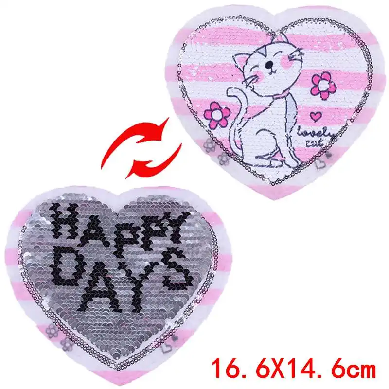 Искусственные нашивки с мультяшными животными Реверсивные Меняющие цвет