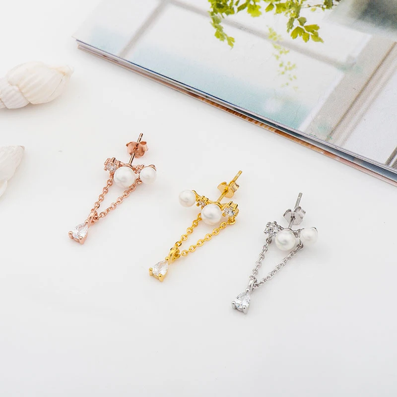 Женские серьги с жемчугом VICHOK свадебные сережки в подарок модные ювелирные