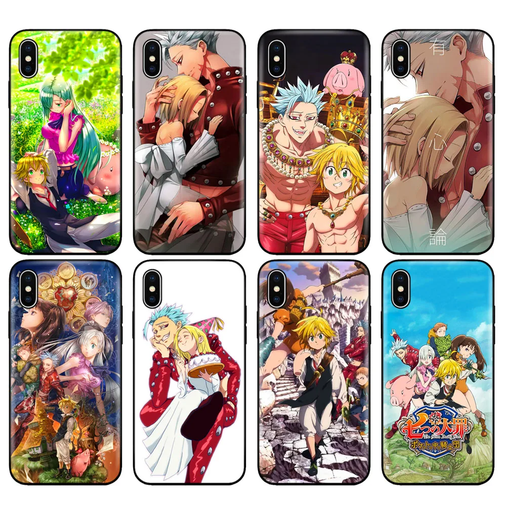 Black tpu case for iphone 5 5s se 6 6s 7 8 plus x 10 silicon cover XR XS 11 pro MAX Nanatsu no Taizai Seven | Мобильные телефоны и