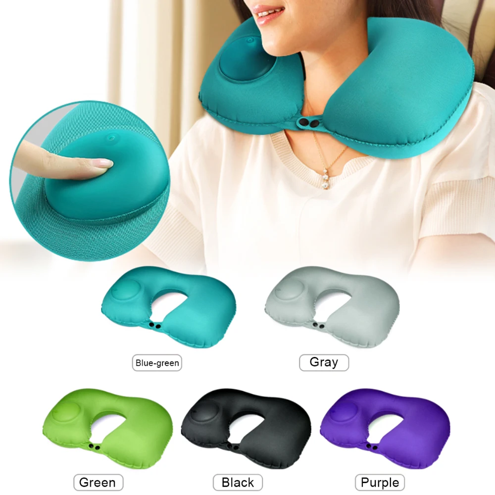 U-Shape Automatic Inflatable Travel Pillow Neck Car Air Pillows Cushion Folding Press Type | Автомобили и мотоциклы
