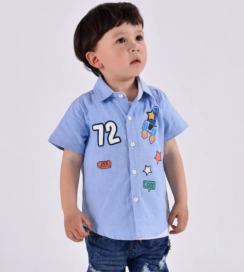

Summer Baby Boys Blouses Kids Short Sleeve Cotton Cartoon Letter Shirt Boy Clothing Fashion Blusas Summer Children Shirt Gifts