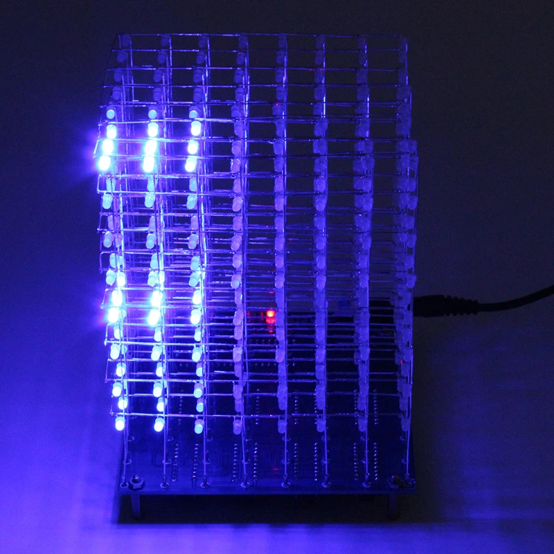 3D светодиодный LightSquared DIY Kit Белый Blue Ray 3 мм Cube 8x8x8 электронные люкс 5 В Мощность Рэй