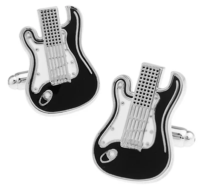 

Factory Price Retail Shirt Cufflinks For Men Fashion Brass Copper Material Black White Gitar Design Cuff Links Free Shipping