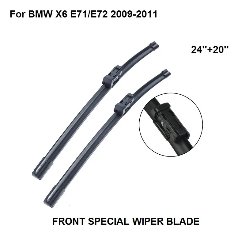 

Щетки стеклоочистителя для BMW X6, E71, E72, 2009-2011, 24 + 20 дюймов, натуральный каучук