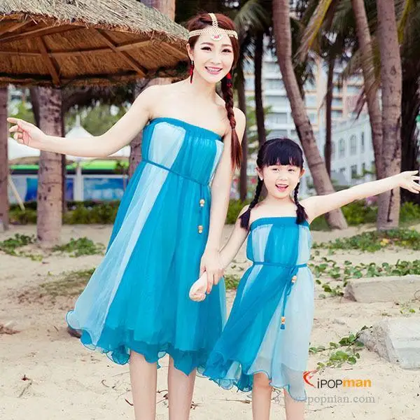 Новинка 2015 года платье для мамы и дочки с цветочным рисунком в народном стиле