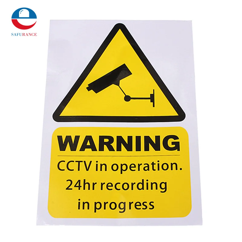 

5pcs A Lot New Arrival High-end 5pcs Yellow Window Warning Stickers Signs Decal CCTV In Operation 100mm x 150mm