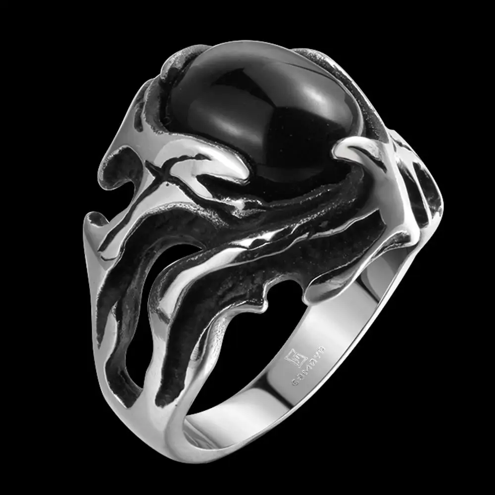 Acier titanium для Манн uomo винтажные супергерой черный камень bague anillo juwelen Оптовые много
