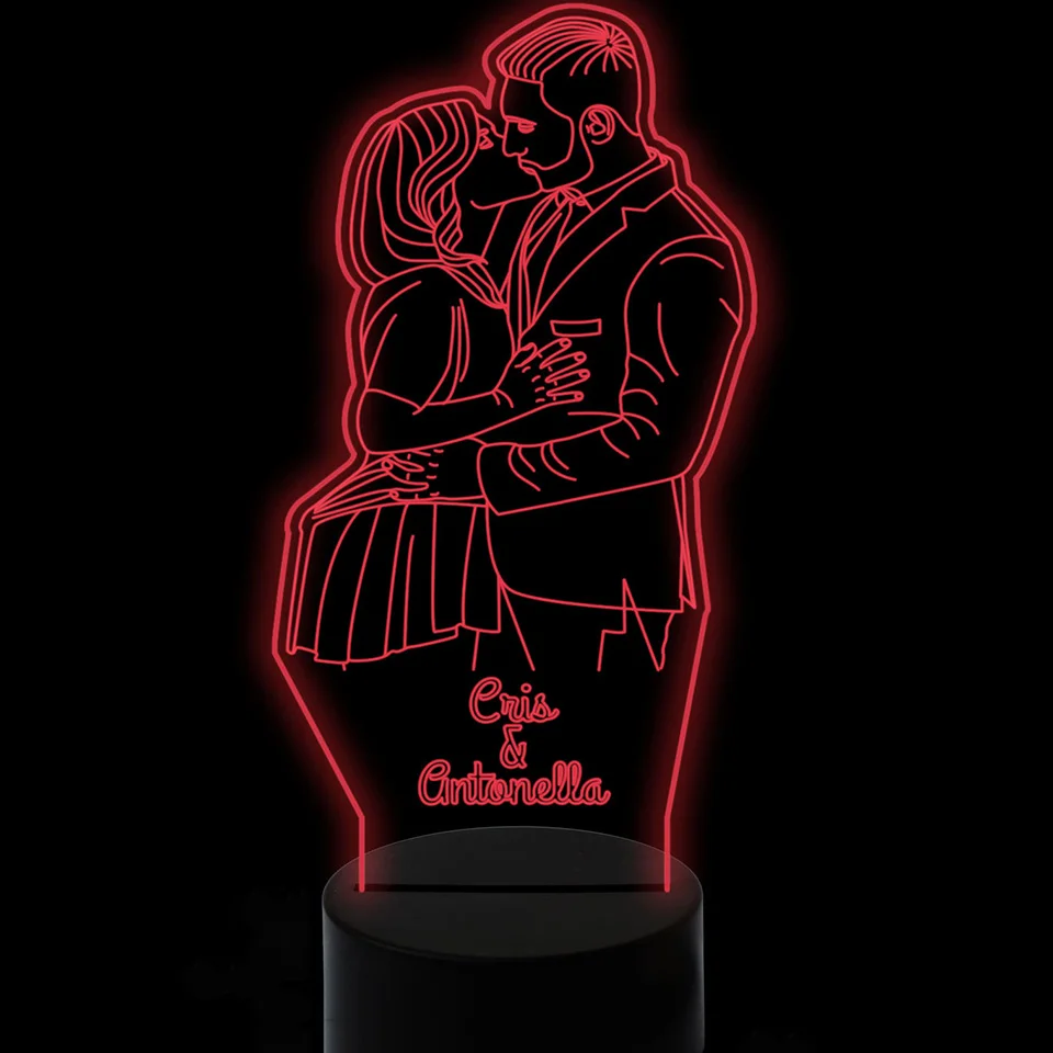 3D визуальные светодиодные ночники для влюбленных поцелуй моделирование Usb