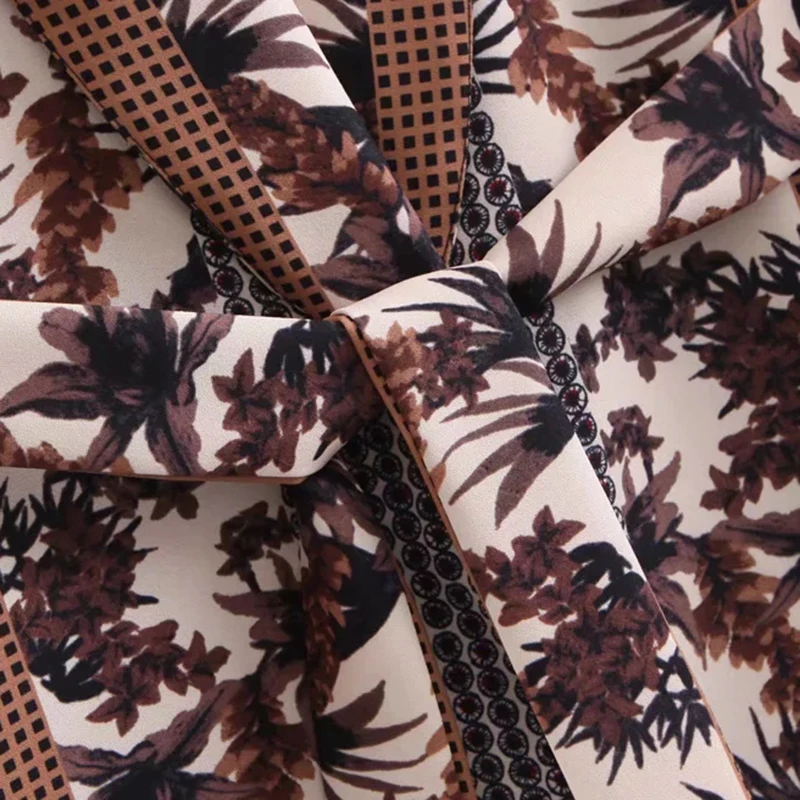Klacwaya women vintage brown blazer with belt 2019 fashion ladies plaid-floral suits notched collar girls loose blazers chic set | Женская