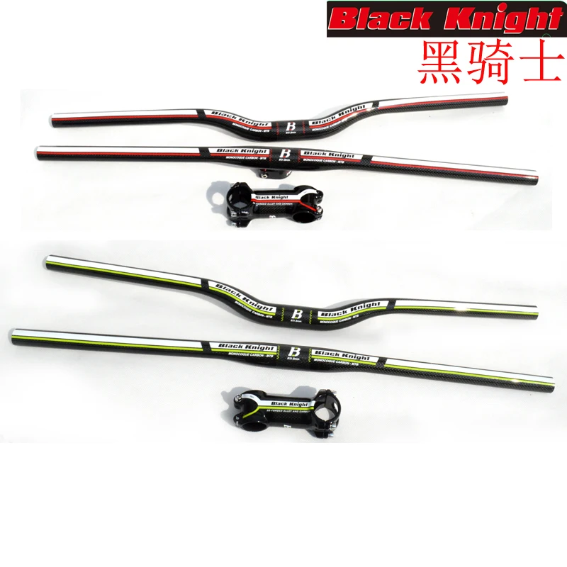 

Black knight Carbon bike handlebar MTB bicycle handlebar set flat rise handlebars and Stem 31.8 580 to 740mm cycling bike parts
