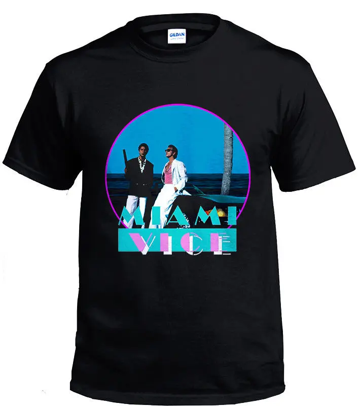 Мужская футболка с коротким рукавом MIAMI VICE черная и S 3XL 2018|Мужские футболки| |