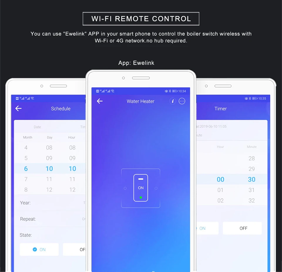 ЕС Wifi переключатель водонагревателя бойлер таймеры Сенсорная панель приложение дистанционное управление Голосовое управление Alexa google home ewelink APP