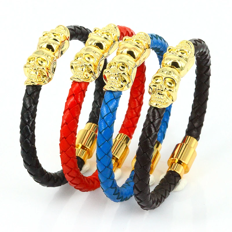 Двойные Браслеты с черепом для мужчин и женщин ювелирные изделия Northskull Cuero в