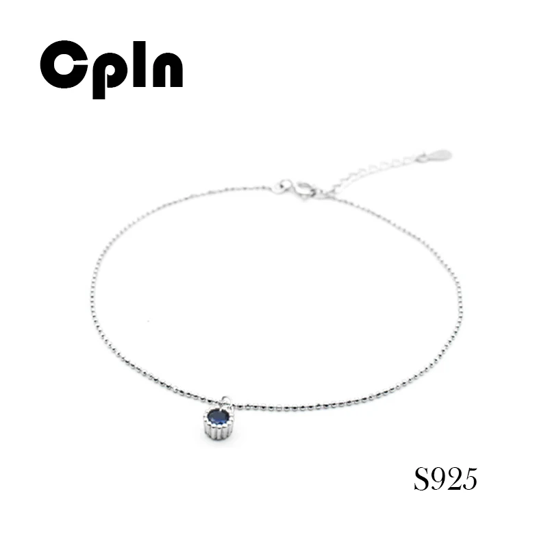 Cpln 925 стерлингового серебра красочные бусины синие женские ножной браслет