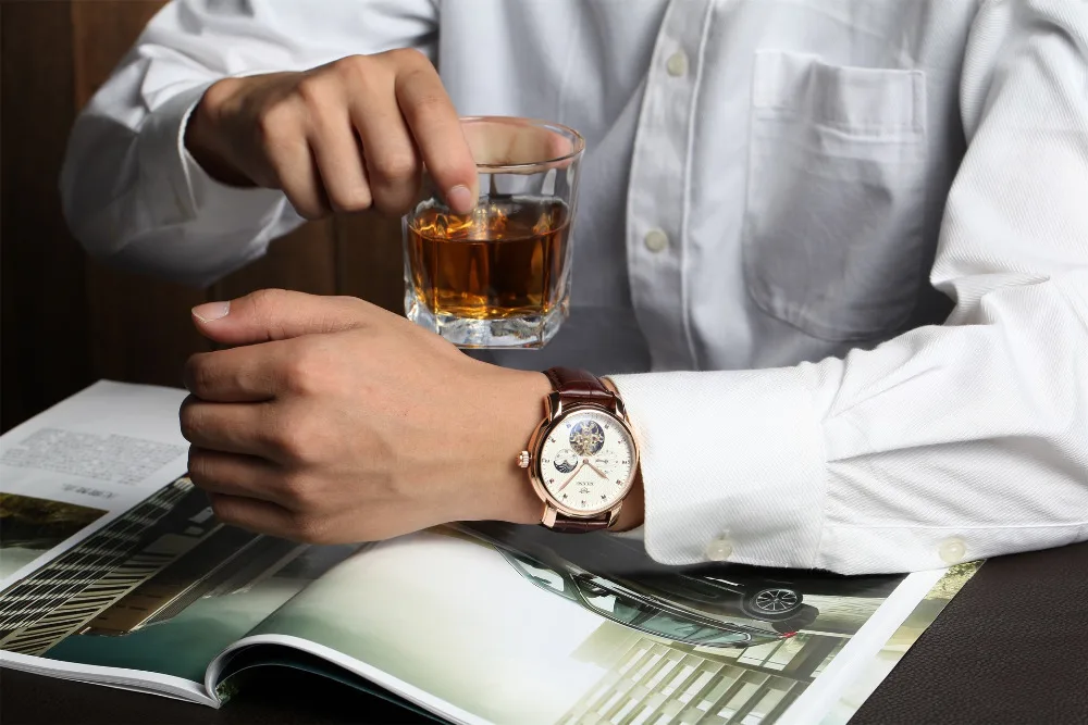 Мужские автоматические часы AILANG Tourbillon деловые наручные из натуральной кожи с