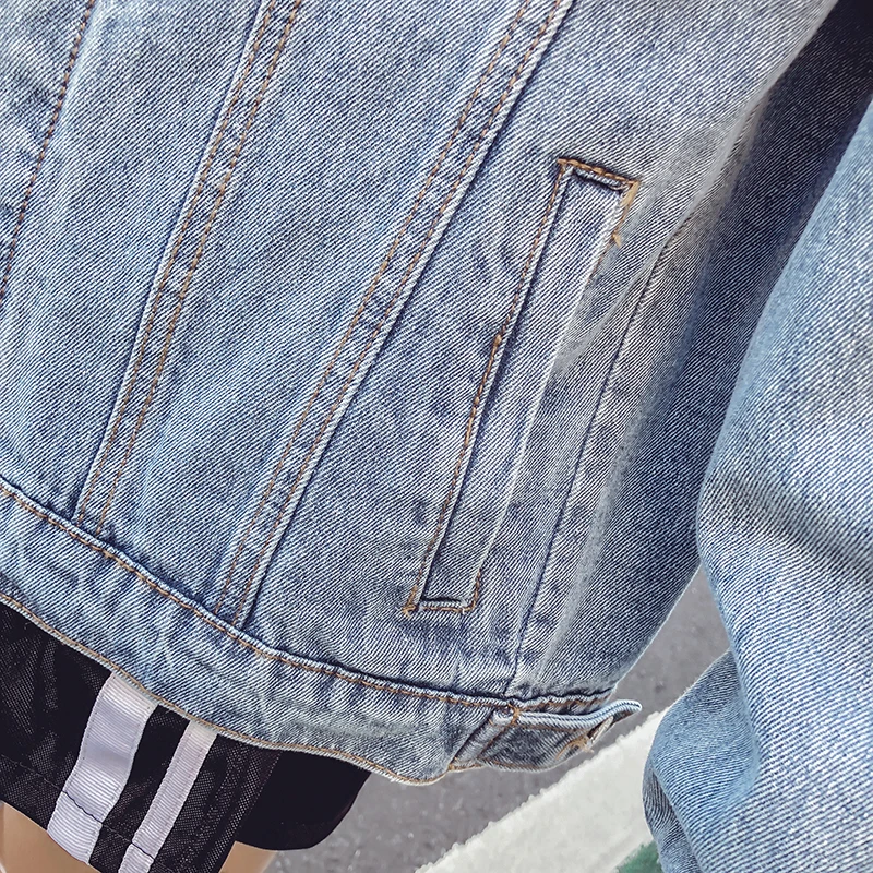 Осенняя джинсовая куртка с капюшоном в стиле ретро Женская модная свободная