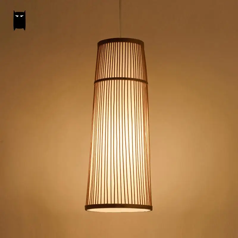 Длинный бамбуковый Плетеный ротанговый каркас подвесной светильник Азиатский
