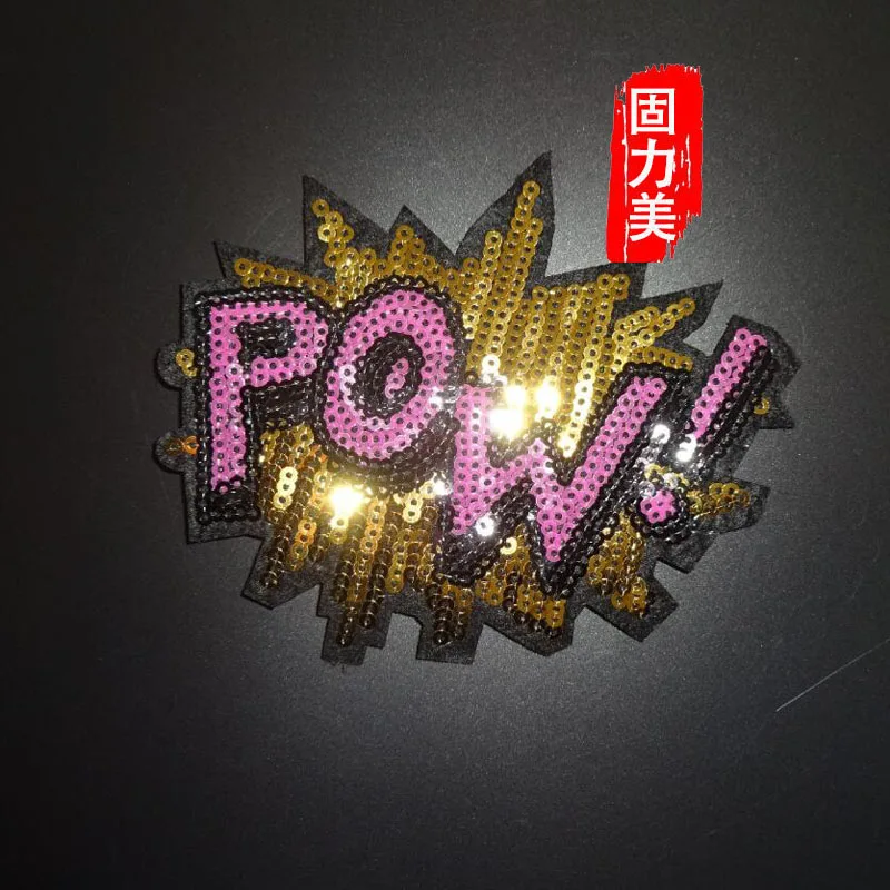 40 шт. поп-букв на английском языке! POW! Вау! Модный патч с блестками | Дом и сад